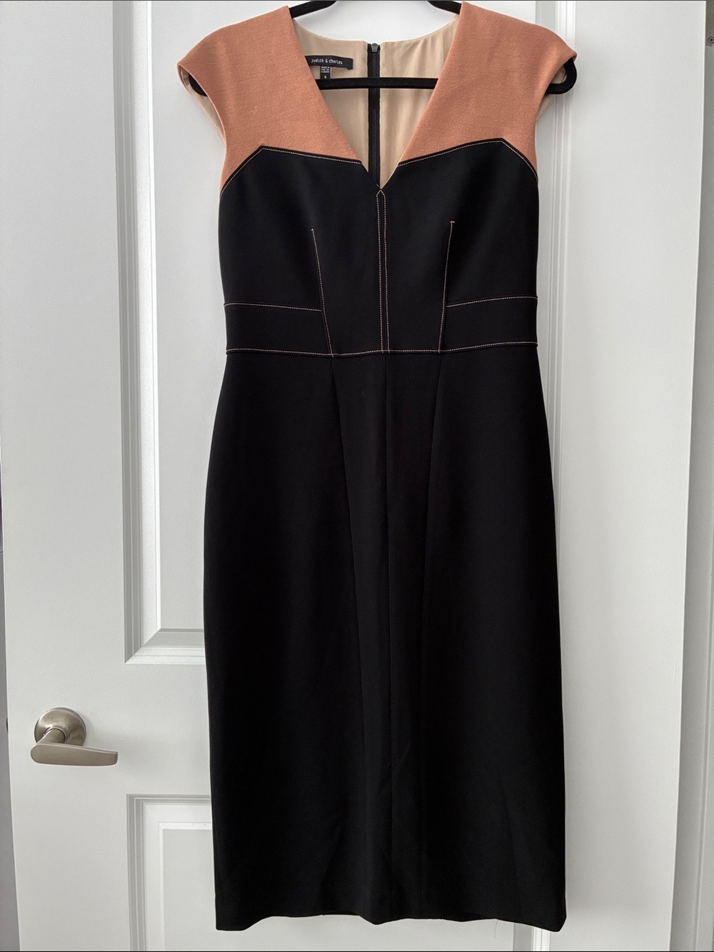 Judith & Charles Size 8 Colorblock Sheath Cap-Sleeve Dress